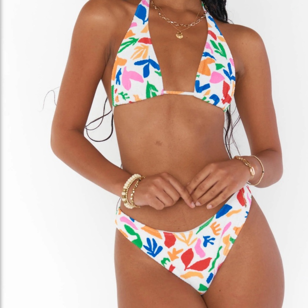 Show Me Your Miami Cozumel scrunch white bikini with flowers - never before worn